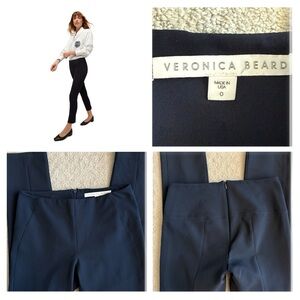Veronica Beard Navy Cropped Scuba Pants